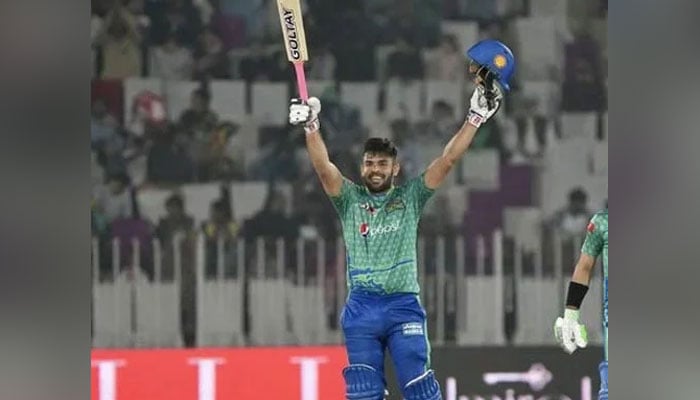 Multan Sultans Usman Khan celebrates during the match of the Pakistan Super League (PSL) at the Pindi Cricket Stadium in Rawalpindi on March 11, 2023. — X/@MultanSultans