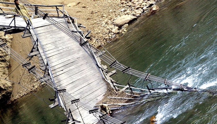 This image shows a damaged bridge in Pakistan. AFP/File