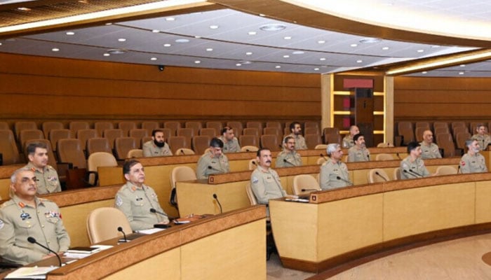 The 264th Corps Commanders’ Conference at the General Headquarters in Rawalpindi on April 16, 2024. — ISPR