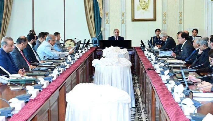 Prime Minister Shehbaz Sharif chairs a meeting of the federal cabinet in Islamabad on March 20, 2024. — Prime Ministers Office