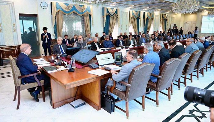 Prime Minister Muhammad Shehbaz Sharif chairs a meeting of the Federal Cabinet on April 17, 2024. — APP