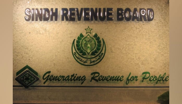 This image shows the SRB logo on a wall inside the building. — Facebook/Sindh Revenue Board, Government of Sindh/File