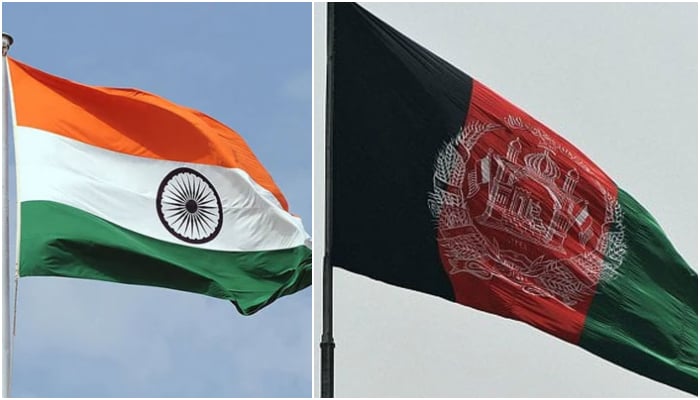 This image shows the flags of India (L), and Afghanistan. — AFP/File