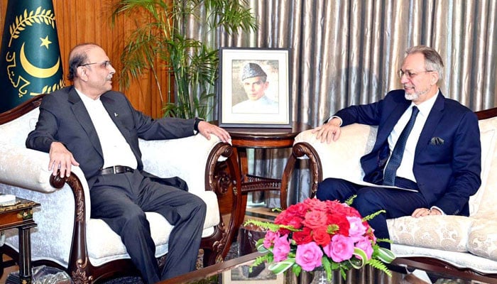 The Ambassador of Turkiye to Pakistan, Dr. Mehmet Pacaci, calls on President Asif Ali Zardari, at Aiwan-e-Sadr on April 17, 2024. — APP