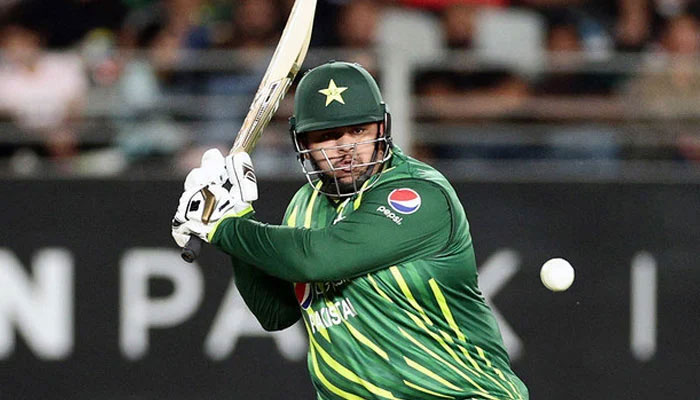 Pakistans Azam Khan plays a shot during the first T20I match between New Zealand and Pakistan at Eden Park in Auckland on January 12, 2024. — AFP