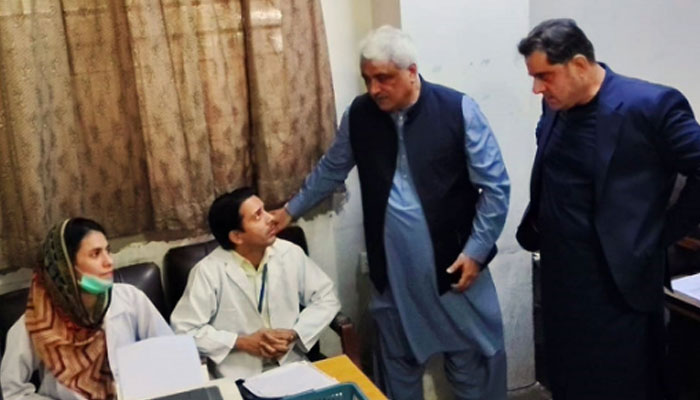 In this image, Provincial Health Minister Khawaja Salman Rafique and Food Minister Bilal Yasin visit the Government Mian Munshi Hospital to review the situation on April 19, 2024. — Facebook/Khawaja Salman Rafique