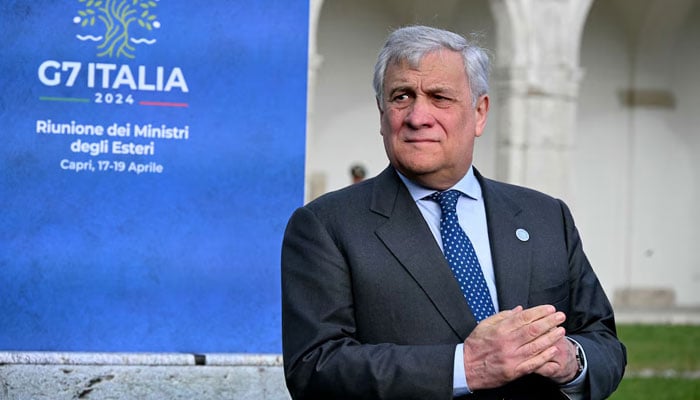 Italian Foreign Affairs Minister Antonio Tajani waits for ministers before the G7 foreign affairs ministers meeting at the Certosa di San Giacomo on the small island of Capri on April 17. — AFP