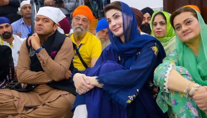 Maryam Sharif (in blue) during her visit to Kartarpur Sahib. — Indian Express