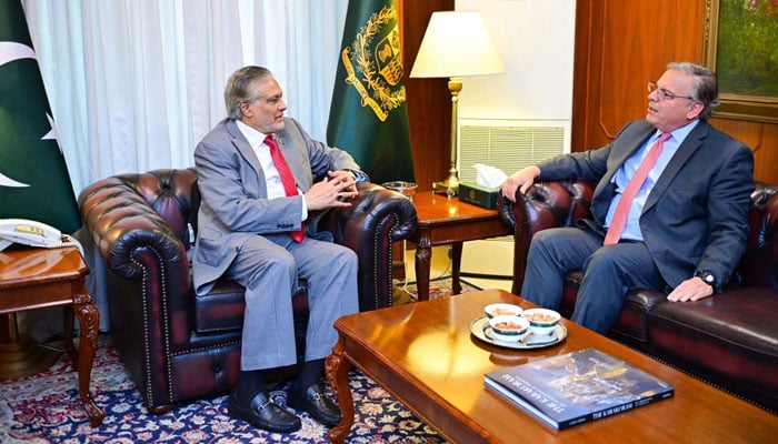 US Ambassador Donald Blome met Foreign Minister Ishaq Dar in Islamabad on April 18, 2024. — PID