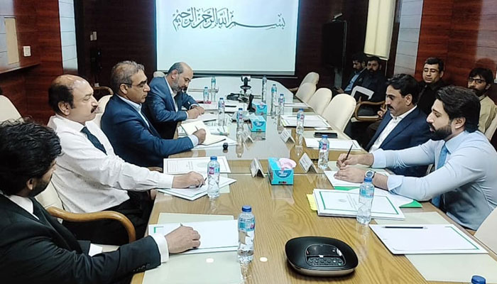This image released on April 18, 2024, shows the meeting on Kisan Card at the Sindh Secretariat. — Facebook/Jam Khan Shoro, Minister Irrigation Sindh