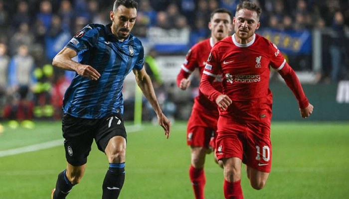 Players can be seen during the match between Atalanta and Liverpool. — AFP/File
