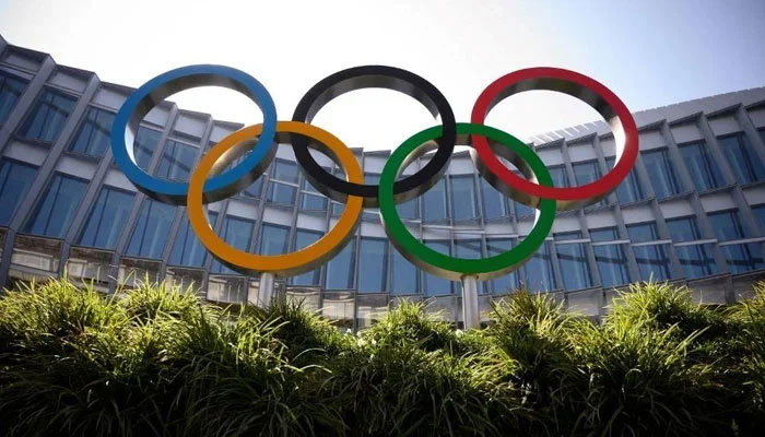 This image shows the Olympic Rings in front of the headquarters of the International Olympic Committee in Lausanne. — AFP/File