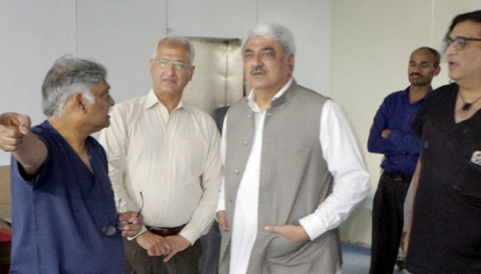 Provincial Health Minister Khawaja Salman Rafique visits the Punjab Institute of Cardiology (PIC) to review the ongoing progress on operation theatres on April 19, 2024. — Facebook/Khawaja Salman Rafique