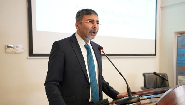 Jauhar Saleem, newly-appointed President, the Institute of Regional Studies (IRS) addresses an event on April 19, 2024. — Facebook/Institute of Regional Studies, Islamabad