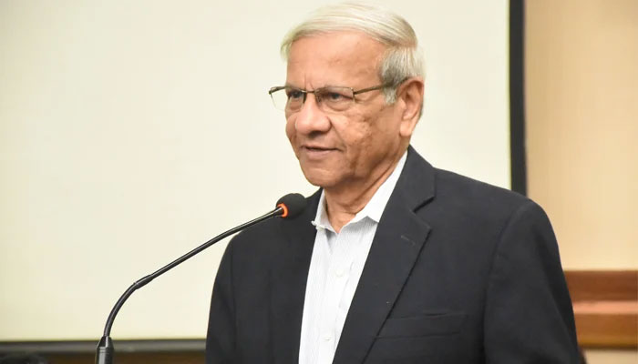 Economist Dr Kaiser Bengali speaks at a two-day international conference on the transformation of ideas in Pakistan’s political culture on February 20, 2024. — Facebook/Karachi University