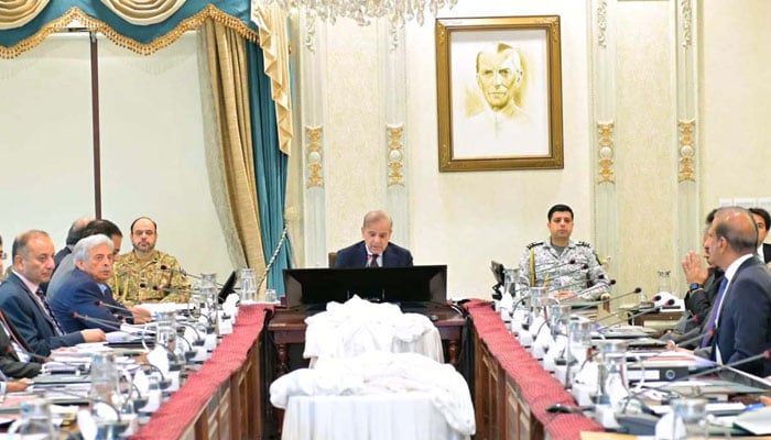 Prime Minister Muhammad Shehbaz Sharif chairs a meeting regarding the country-wide Anti-smuggling drive on April 19, 2024. — APP