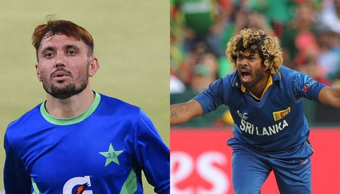 Pakistans fast bowler Zaman Khan (L), and Sri Lankan former cricketer Lasith Malinga. — AFP/File