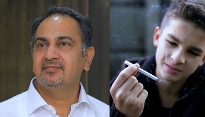 Malik Imran Ahmed, Country Head of Campaign for Tobacco Free Kids (left) and a representatoinal image of a child smoking a cigarette. — linkedin/Imran (Malik) Ahmad and Unsplash