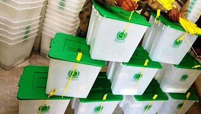 Ballot boxes stacked upon each other. — ECP