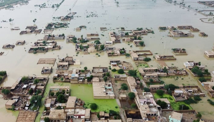 A flooded residential area after heavy monsoon rains in Pakistan. — AFP/File