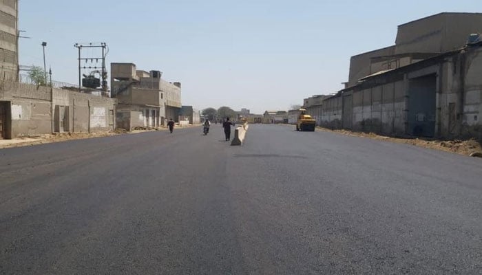 This image shows a view of Maripur Road is under construction. — Facebook/Barrister Murtaza Wahab/File