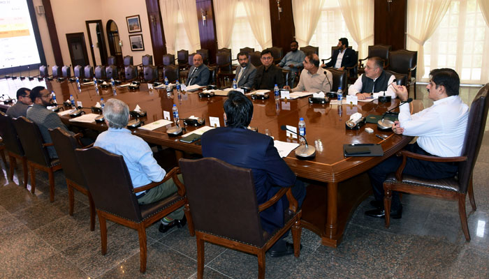 Sindh Chief Minister Syed Murad Ali Shah presides over a meeting of the Excise, Taxation & Narcotics Control Department (ET&NC) at CM House on April 20, 2024. — Facebook/Sindh Chief Minister House