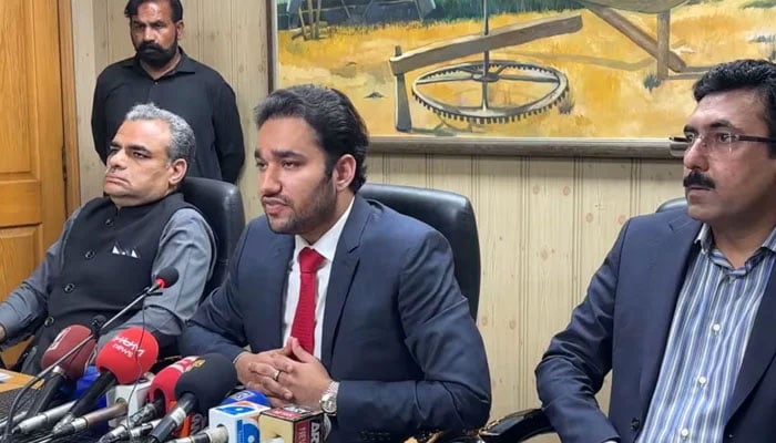 In this screengrab, Punjab Minister for Youth Affairs Faisal Ayub Khokhar speaks during a press conference on March 25, 2024. — Facebook/Faisal Khokhar