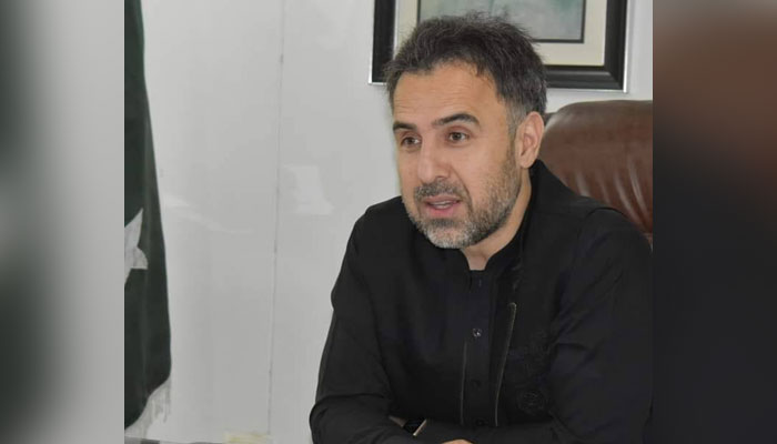 Member Provincial Assembly Asif Khan Mehsud gestures during a meeting. — Facebook/Asif Khan Mehsud/File