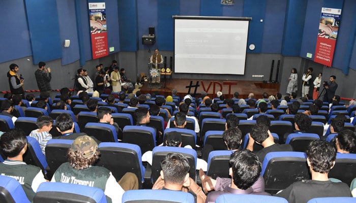 Participant speaks three-day national level mega event “Youth Robotec’24,” organized by the National Center of Robotics and Automation at the University of Engineering and Technology Peshawar on April 19, 2024. — Facebook/University of Engineering and Technology, Peshawar