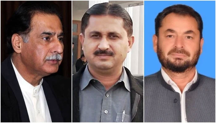 National Assembly Speaker Sardar Ayaz Sadiq (left), MNA Jamshed Dasti (centre), and MNA Muhammad Iqbal Khan. — APP/Online/NA website/File
