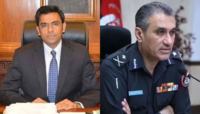 This combo of images shows, Sindh Chief Secretary Syed Asif Hyder Shah (L) and Sindh Inspector General of Police (IGP) Ghulam Nabi Memon (R). — Facebook/Sindh Police/AsifHyderShahBureaucrat