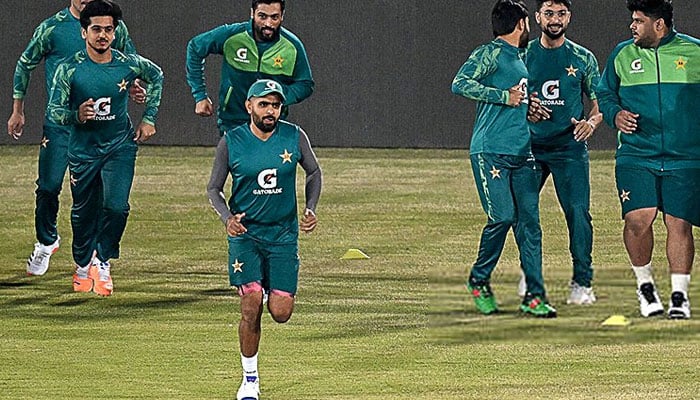 Pakistan squad seen practising. — x/Sport360