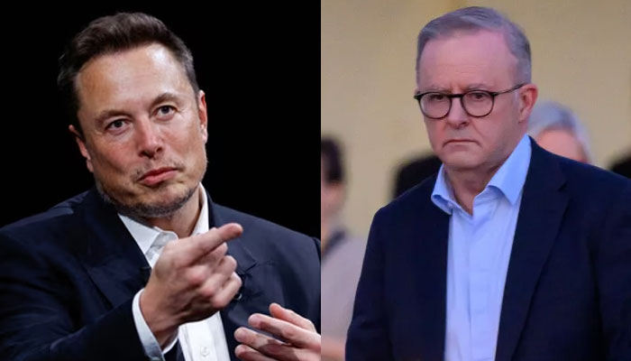 Elon Musk (left) and Australian Prime Minister Anthony Albanese. — AFP File