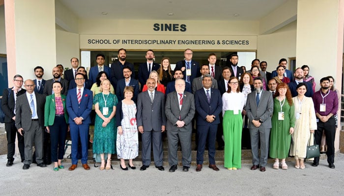The delegation, accompanied by senior officials from the British Council and the Higher Education Commission (HEC) of Pakistan, visited the National University of Sciences & Technology (NUST) on April 25, 2024. — Facebook/nustofficial