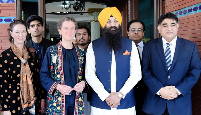 Punjab Minister for Minority Affairs Ramesh Singh Arora and Canadian High Commissioner Leslie Scanlan discussed protection of human rights, especially the rights of women, children and others classes at his camp office on April 26, 2024. — x/CanHCPakistan