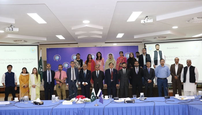India Study Centre (ISC) at the Institute of Strategic Studies Islamabad (ISSI) organized an in-house session on the on-going 18th Lok Sabha elections in India on April 26, 2024. — Facebook/Institute.of.Strategic.Studies.Islamabad