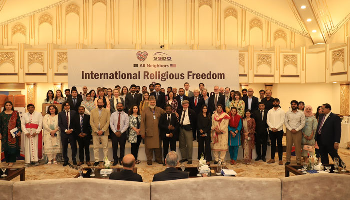 The Sustainable Social Development Organisation (SSDO) and All Neighbors USA organised the International Religious Freedom and Interfaith Harmony Summit 2024 convened in Islamabad on April 26, 2024. — Facebook/SSDOPakistan