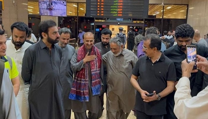 PTI leader Advocate Shoaib Shaheen arrives in Karachi on April 26, 2024. — Facebook/Shoaib Shaheen Official