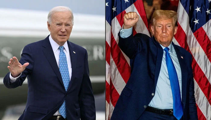 US President Joe Biden and Republican presidential candidate Donald Trump gesture during separate gatherings. — AFP/File
