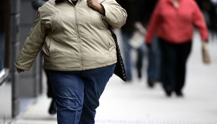 A representational image showing an overweight person walking on a street. — AFP/File
