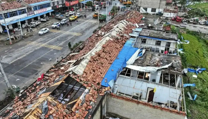 Damage after the tornado in Suqian city, Jiangsu province, eastern China on September 20, 2023. — AFP