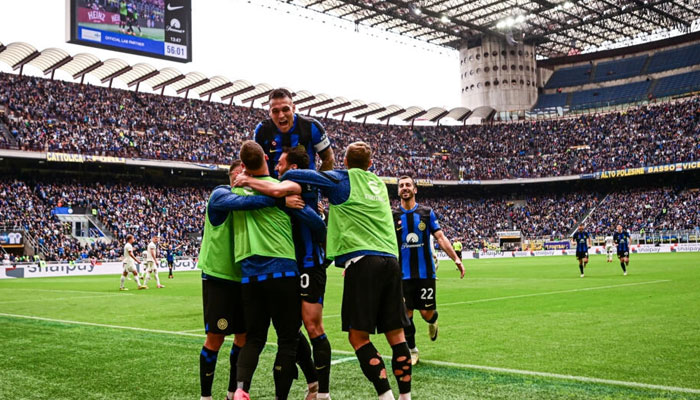 Inter Milan celebrates their 20th Italian league title in front of their fans. — AFP/File