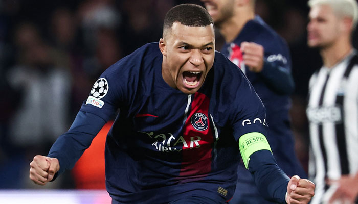 Paris St Germain’s Kylian Mbappe celebrates during the match. — AFP/File