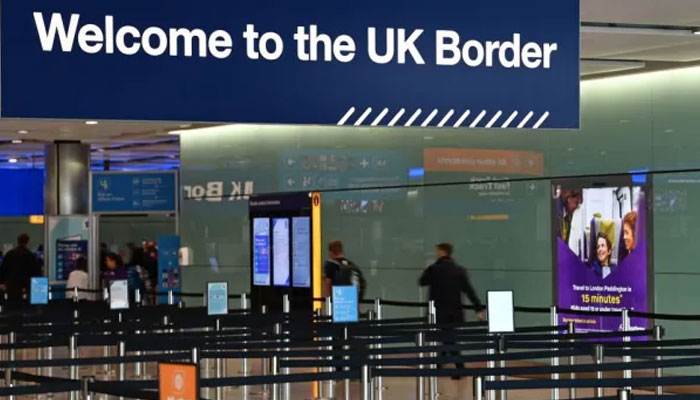 This image shows the signboard of the UK Border. — AFP/File