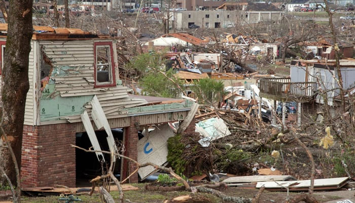 In this photo, destruction can be seen after a tornado damaged hundreds of homes and buildings in Little Rock, Arkansas. — AFP/File