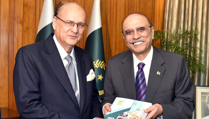 This image shows the President of Habib Metropolitan Bank, Sirajuddin Aziz (L), along with President Asif Ali Zardari. — APP/File