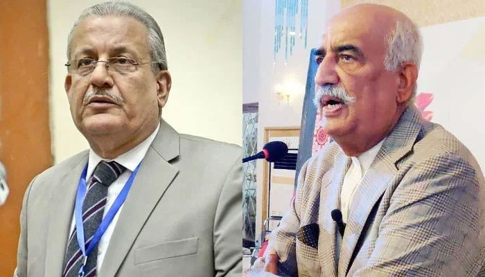 This combo of images shows Pakistan People’s Party senior leaders Mian Raza Rabbani (L) and Syed Khursheed Shah (R). — APP/PPI/File