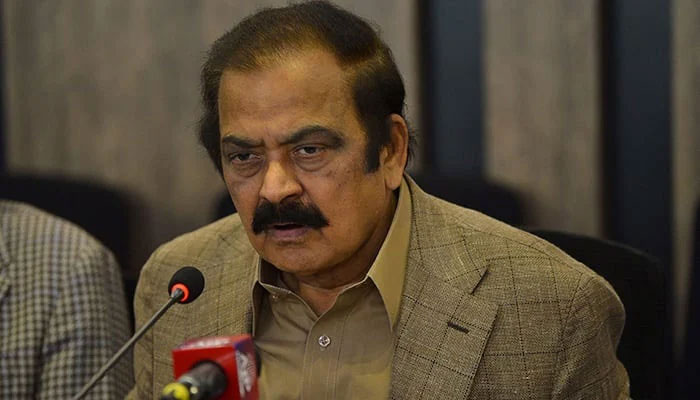 Former interior minister and senior PML-N leader Rana Sanaullah speaks during a press conference in Islamabad on May 24, 2022. — AFP
