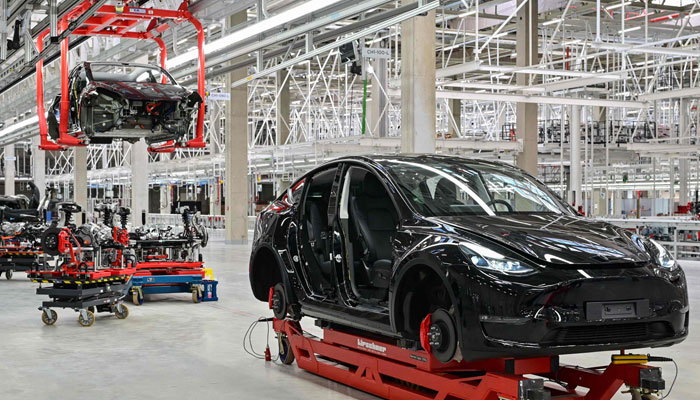A representational image showing a Tesla Model Y during the opening of the Tesla Gigafactory in Gruenheide, east of Berlin, Germany. — AFP/File
