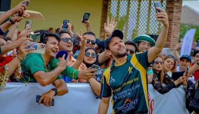 Shahid Afridi at the Mosa Cricket Stadium in Houston. — Facebook/Moosa Cricket Stadium